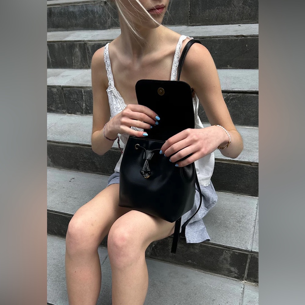 Brandy melville black  mini faux leather backpack